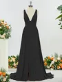 Trendy A-line V-neck Jersey Bridesmaid Dress With Slit