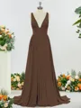 Trendy A-line V-neck Jersey Bridesmaid Dress With Slit