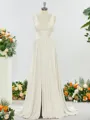 Trendy A-line V-neck Jersey Bridesmaid Dress With Slit