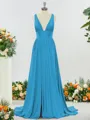 Trendy A-line V-neck Jersey Bridesmaid Dress With Slit