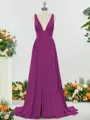 Trendy A-line V-neck Jersey Bridesmaid Dress With Slit