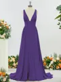 Trendy A-line V-neck Jersey Bridesmaid Dress With Slit