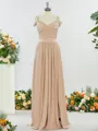 Fashion A-line Cold Shoulder Jersey Bridesmaid Dress With Slit