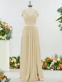 Fashion A-line Cold Shoulder Jersey Bridesmaid Dress With Slit