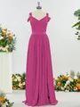 Fashion A-line Cold Shoulder Jersey Bridesmaid Dress With Slit