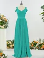 Fashion A-line Cold Shoulder Jersey Bridesmaid Dress With Slit
