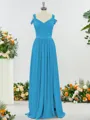 Fashion A-line Cold Shoulder Jersey Bridesmaid Dress With Slit