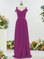 Fashion A-line Cold Shoulder Jersey Bridesmaid Dress With Slit