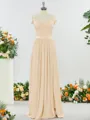 Fashion A-line Cold Shoulder Jersey Bridesmaid Dress With Slit