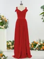 Fashion A-line Cold Shoulder Jersey Bridesmaid Dress With Slit