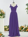 Fashion A-line Cold Shoulder Jersey Bridesmaid Dress With Slit