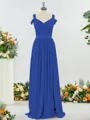 Fashion A-line Cold Shoulder Jersey Bridesmaid Dress With Slit