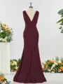 Trumpet/Mermaid Glam V-neck Jersey Bridesmaid Dress With Ruched