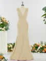 Trumpet/Mermaid Glam V-neck Jersey Bridesmaid Dress With Ruched