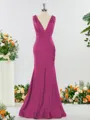 Trumpet/Mermaid Glam V-neck Jersey Bridesmaid Dress With Ruched