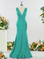 Trumpet/Mermaid Glam V-neck Jersey Bridesmaid Dress With Ruched