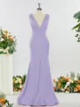 Trumpet/Mermaid Glam V-neck Jersey Bridesmaid Dress With Ruched
