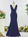 Trumpet/Mermaid Glam V-neck Jersey Bridesmaid Dress With Ruched