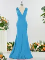 Trumpet/Mermaid Glam V-neck Jersey Bridesmaid Dress With Ruched