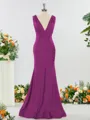 Trumpet/Mermaid Glam V-neck Jersey Bridesmaid Dress With Ruched