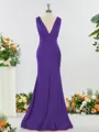 Trumpet/Mermaid Glam V-neck Jersey Bridesmaid Dress With Ruched