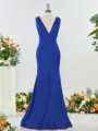 Trumpet/Mermaid Glam V-neck Jersey Bridesmaid Dress With Ruched
