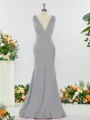 Trumpet/Mermaid Glam V-neck Jersey Bridesmaid Dress With Ruched