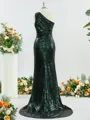 Sheath/Column Sparkly One-Shoulder Sequins Bridesmaid Dress With Ruched