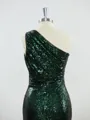 Sheath/Column Sparkly One-Shoulder Sequins Bridesmaid Dress With Ruched
