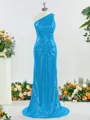Sheath/Column Sparkly One-Shoulder Sequins Bridesmaid Dress With Ruched