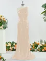 Sheath/Column Sparkly One-Shoulder Sequins Bridesmaid Dress With Ruched
