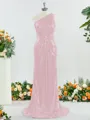 Sheath/Column Sparkly One-Shoulder Sequins Bridesmaid Dress With Ruched