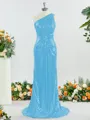 Sheath/Column Sparkly One-Shoulder Sequins Bridesmaid Dress With Ruched