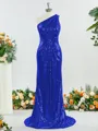 Sheath/Column Sparkly One-Shoulder Sequins Bridesmaid Dress With Ruched