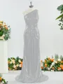Sheath/Column Sparkly One-Shoulder Sequins Bridesmaid Dress With Ruched