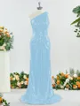Sheath/Column Sparkly One-Shoulder Sequins Bridesmaid Dress With Ruched