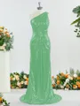 Sheath/Column Sparkly One-Shoulder Sequins Bridesmaid Dress With Ruched