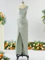Sheath/Column Unique One-Shoulder Charmeuse Bridesmaid Dress With Slit