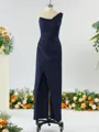 Sheath/Column Unique One-Shoulder Charmeuse Bridesmaid Dress With Slit