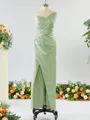 Sheath/Column Unique One-Shoulder Charmeuse Bridesmaid Dress With Slit