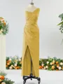 Sheath/Column Unique One-Shoulder Charmeuse Bridesmaid Dress With Slit
