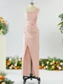 Sheath/Column Unique One-Shoulder Charmeuse Bridesmaid Dress With Slit