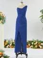 Sheath/Column Unique One-Shoulder Charmeuse Bridesmaid Dress With Slit