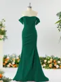 Sheath/Column Off-the-Shoulder Pretty Stretch Crepe Bridesmaid Dress With Slit