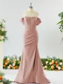 Sheath/Column Off-the-Shoulder Pretty Stretch Crepe Bridesmaid Dress With Slit