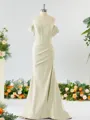 Sheath/Column Off-the-Shoulder Pretty Stretch Crepe Bridesmaid Dress With Slit