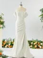 Sheath/Column Off-the-Shoulder Pretty Stretch Crepe Bridesmaid Dress With Slit