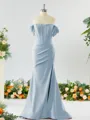 Sheath/Column Off-the-Shoulder Pretty Stretch Crepe Bridesmaid Dress With Slit