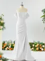 Sheath/Column Off-the-Shoulder Pretty Stretch Crepe Bridesmaid Dress With Slit