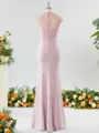 Trumpet/Mermaid High Neck Delicate Stretch Crepe Bridesmaid Dress With Applique